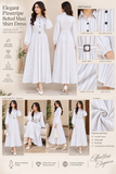 Elegant White Pinstripe Belted long Dress