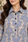 Blue Floral Printed Modest Long Dress