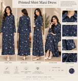 Navy blue printed long dress