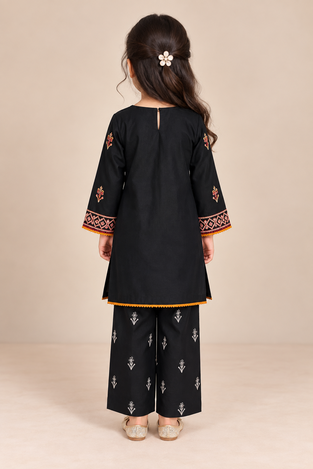 Black & Pink lawn embroidered suit