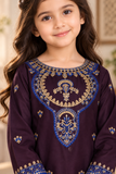 Plum & Royal Blue Embroidered 2-Piece Suit