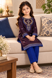 Plum & Royal Blue Embroidered 2-Piece Suit