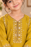 Mustard Yellow Lawn Embroidered 3-Piece Suit