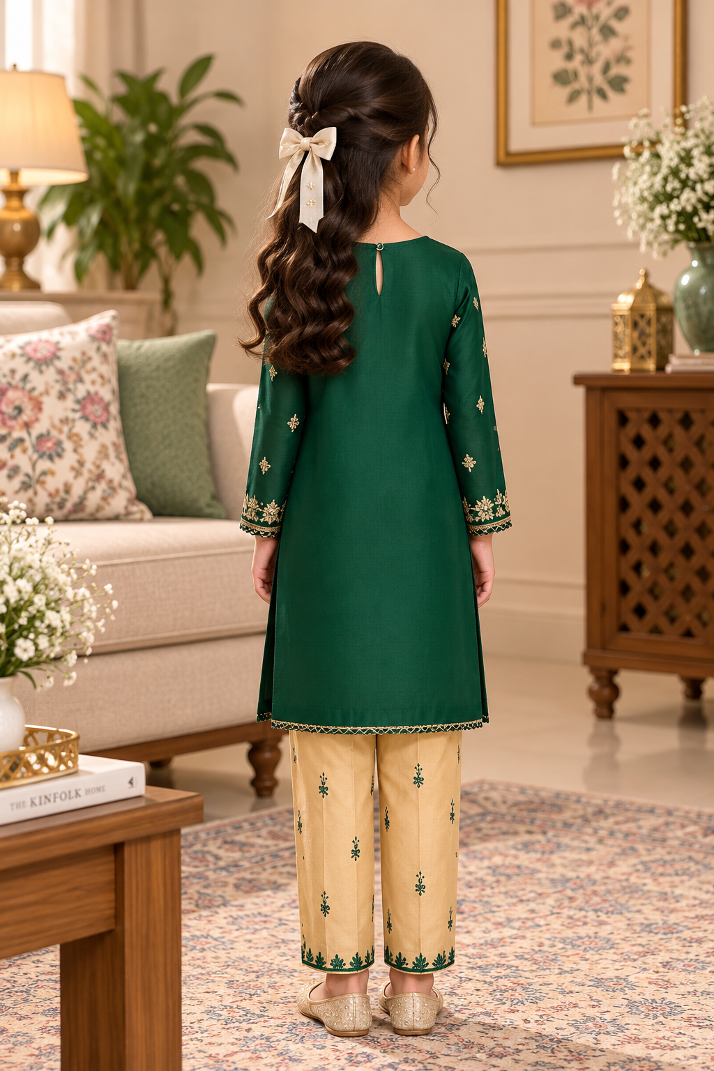 Green Embroidered 3-Piece suit