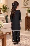 Black lawn embroided suit