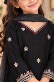 Black lawn embroided suit