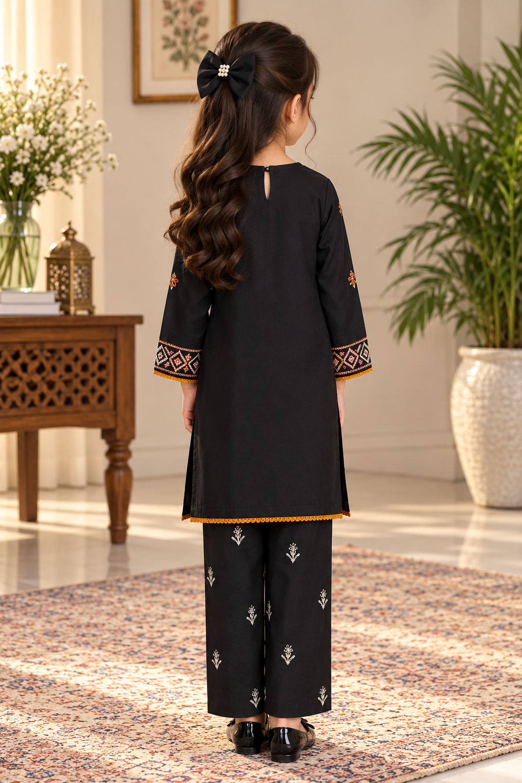 3pc Black embroidered lawn suit