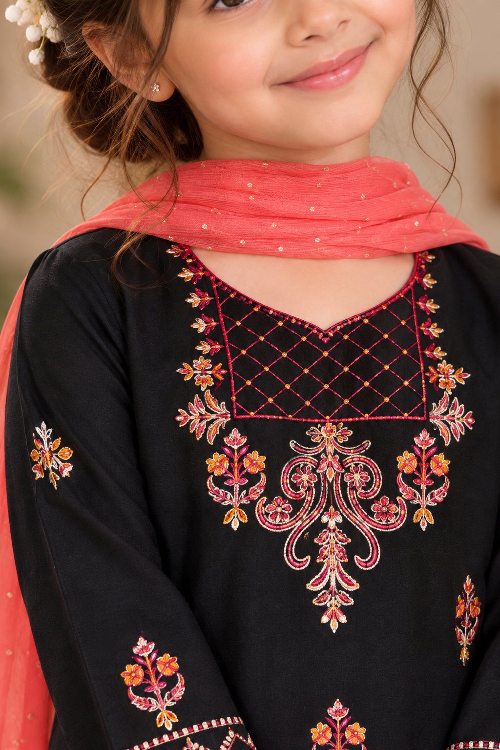 3pc Black embroidered lawn suit