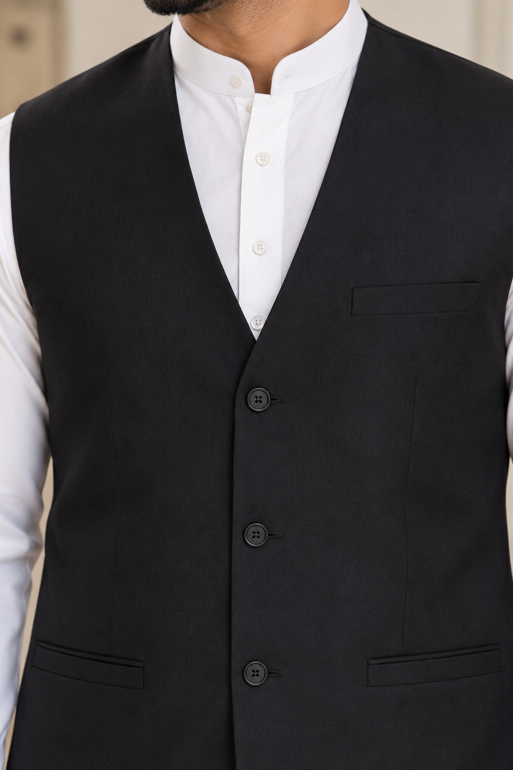 Premium Black Classic Waistcoat Only