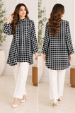 Black & White Grid Check Longline Shirt