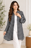 Black & White Grid Check Longline Shirt