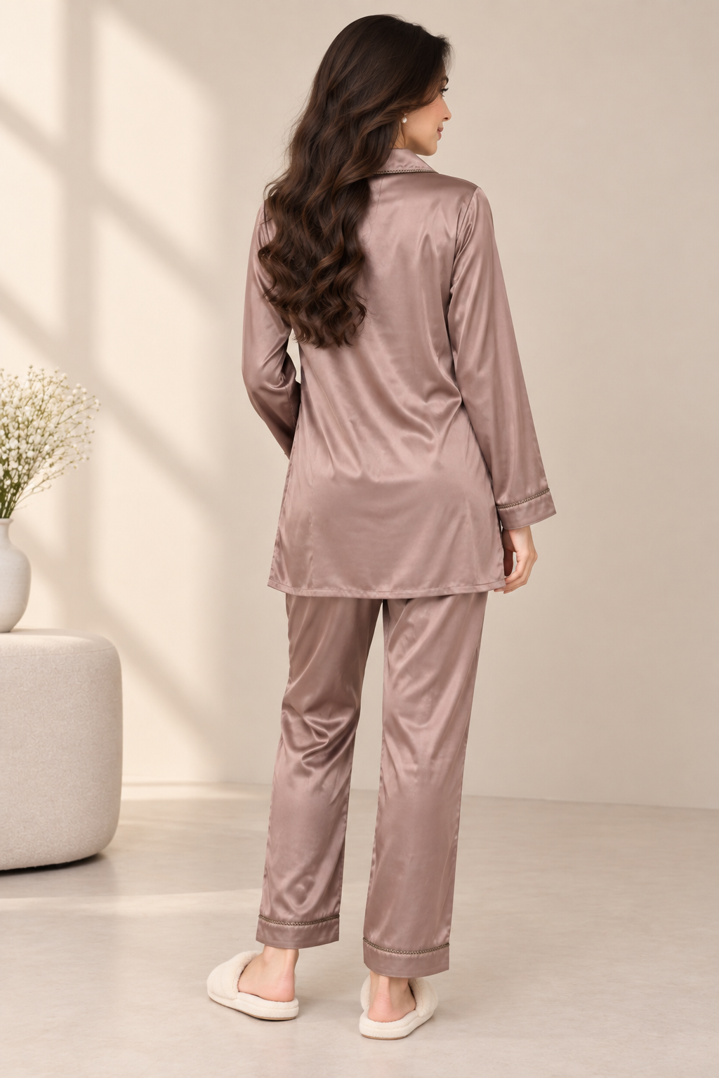 Dusty Mauve Satin Pyjama Set