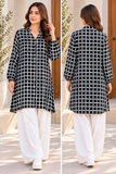 Black & White Grid Print Button-Front  Shirt