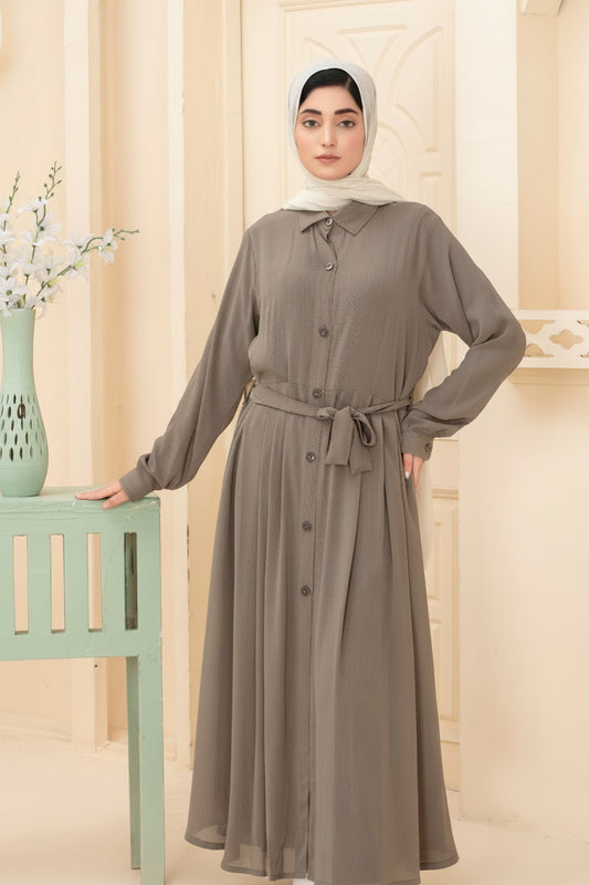 Maxi-Abaya mit Knöpfen und Salbeigrün