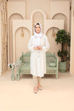 Elfenbeinfarbene Abaya mit Schmetterlingsmotiv und strukturiertem Gitter-Hidschāb