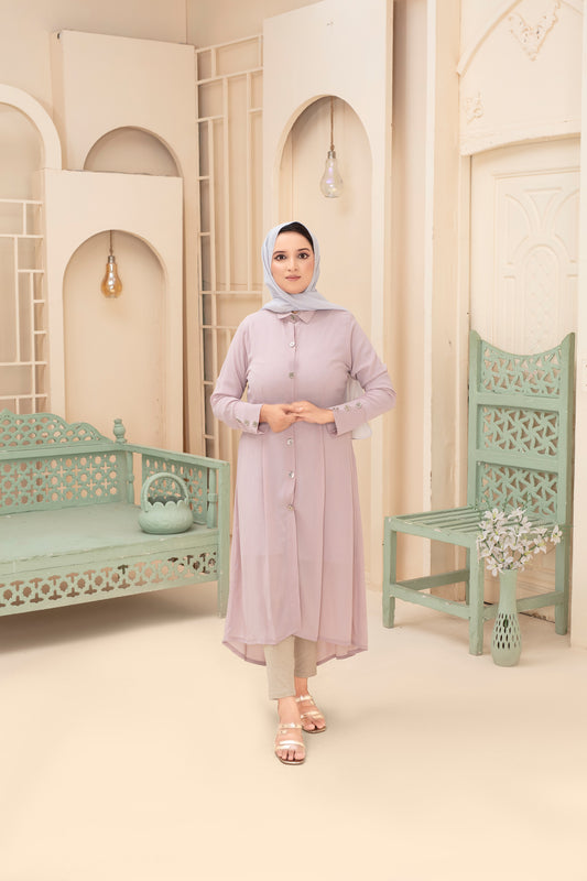 Abaya Chemise-Tunique Rose Poudré