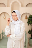Elfenbeinfarbene Abaya mit Schmetterlingsmotiv und strukturiertem Gitter-Hidschāb
