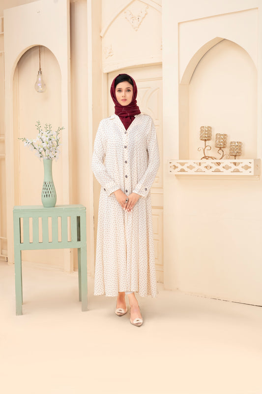 Abaya chemise classique à pois