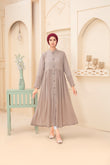 Taupe A-Linien Abaya mit Empire-Taille