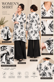 Ivory Black Floral Print Long Shirt