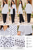 Classic Black & White Diamond Print Button-Front Tunic