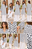 White & Grey Printed Button-Front Shirt