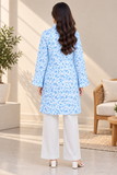 Blue Floral Printed Longline Shirt