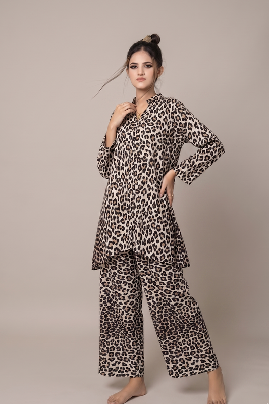 Wild Elegance Satin Night Suit