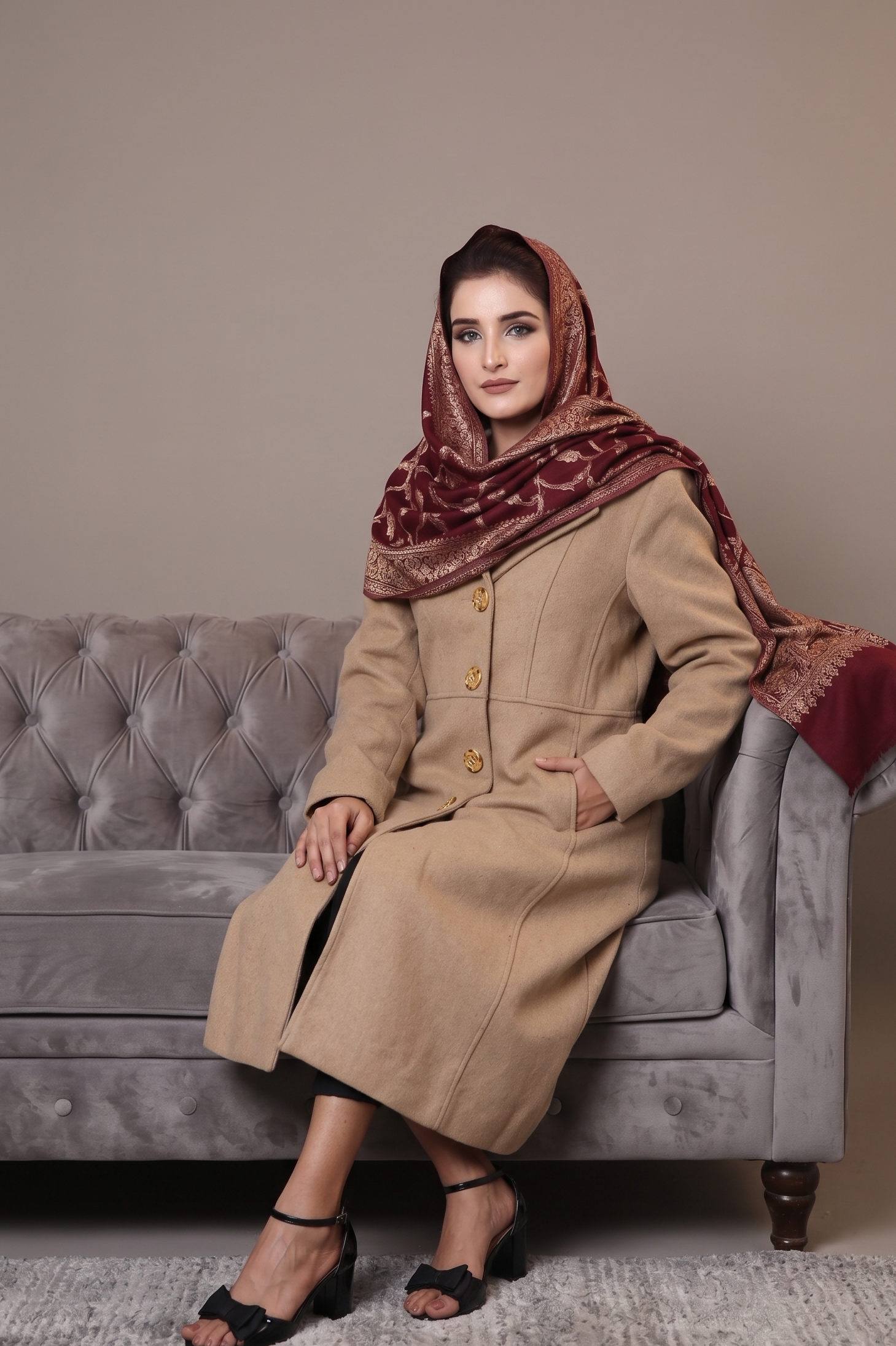 Premium Tailored Beige Wool-Blend Overcoat