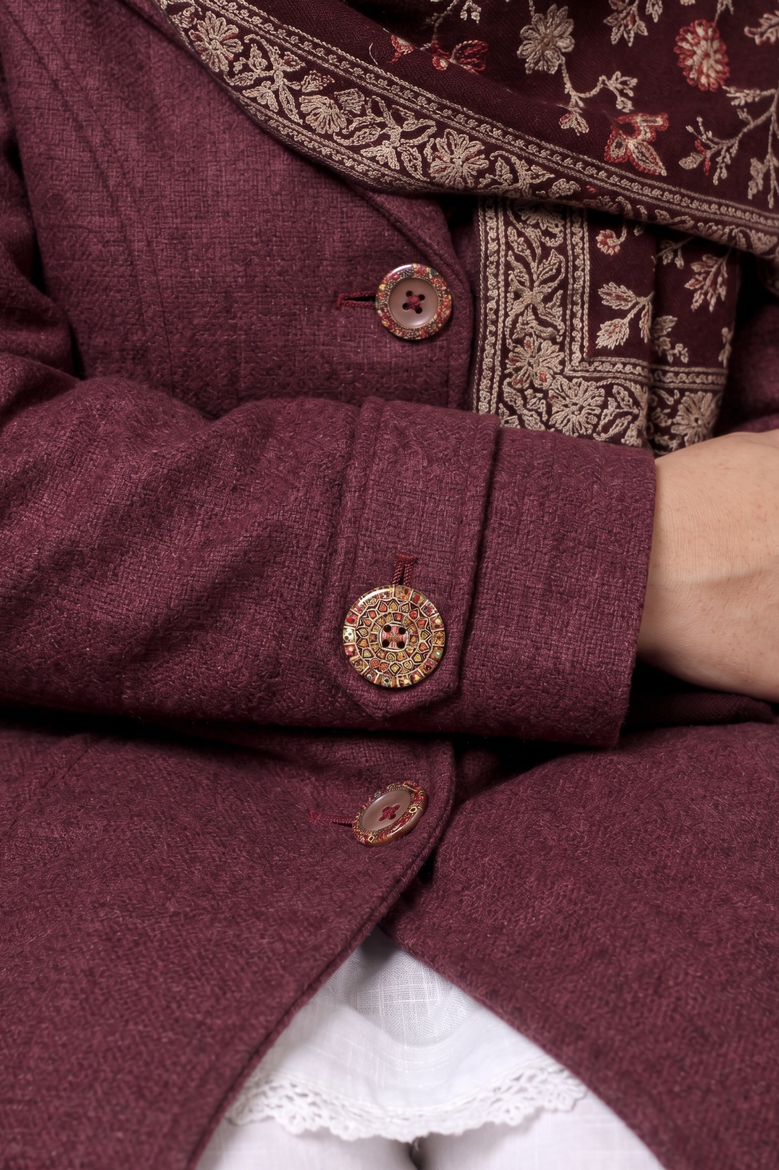 Premium Plum Wool-Blend Long Winter Coat