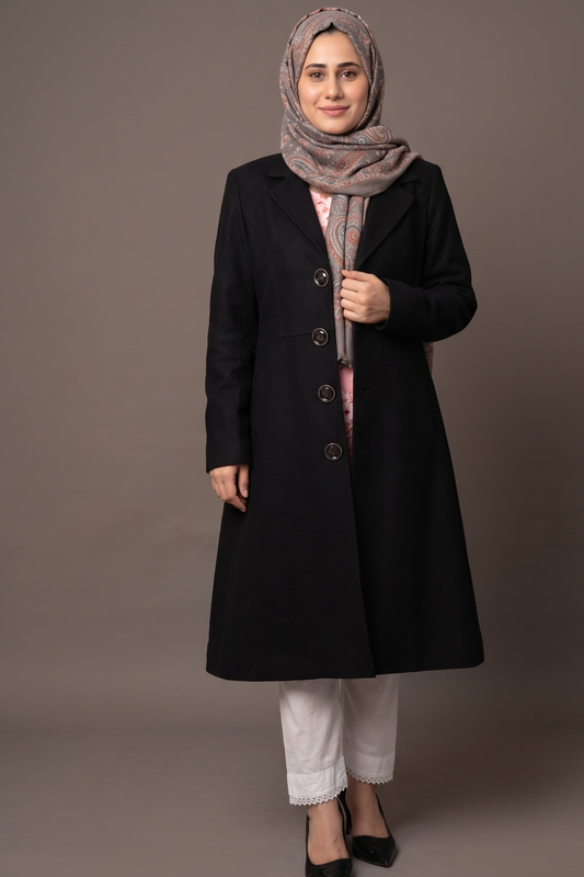 Midnight Noir Tailored Long Coat