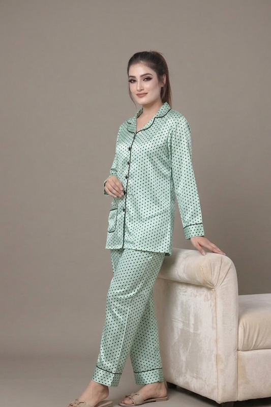 Satin Polka Dot Lounge Set