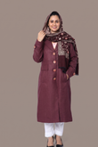 Premium Plum Wool-Blend Long Winter Coat