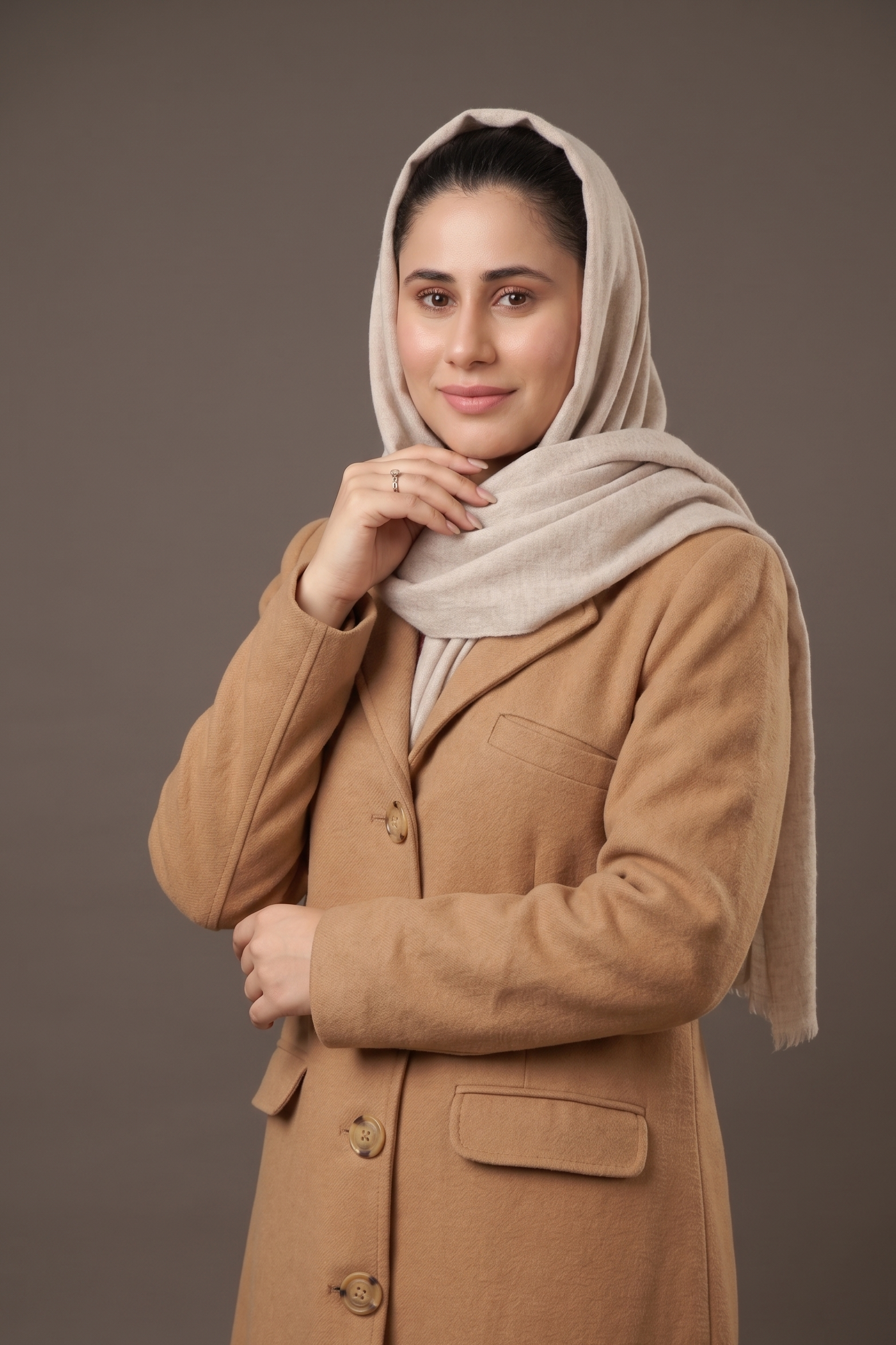 Elegant Camel Wool-Blend Overcoat