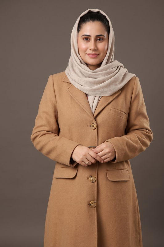Elegant Camel Wool-Blend Overcoat