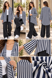 Black & White Vertical Stripe Open-Front Longline Shirt