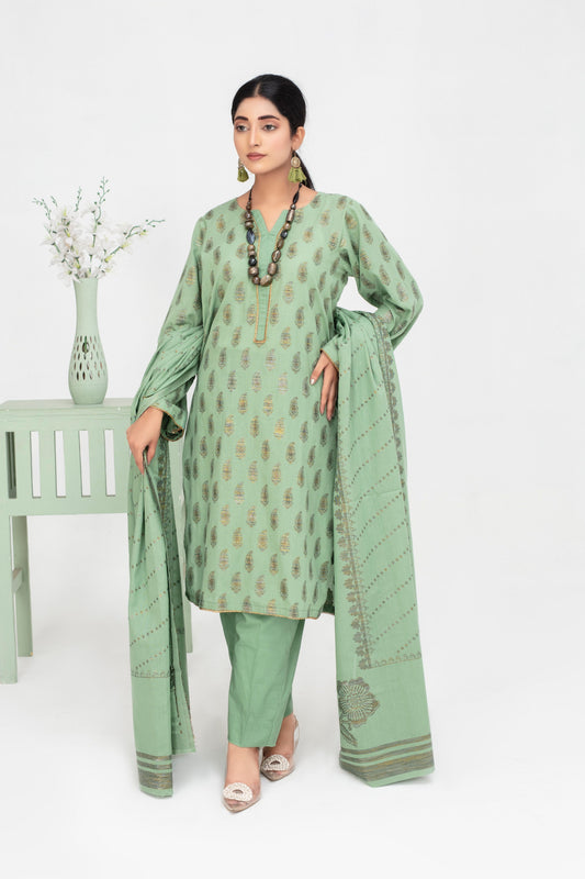Ensemble 3 pièces imprimé poussière d'or coloris menthe poudrée