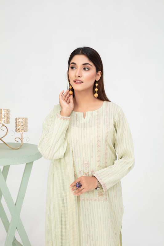 Mint Green Embroidered Festive Ensemble
