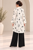 Ivory Star Print Long Shirt with Black