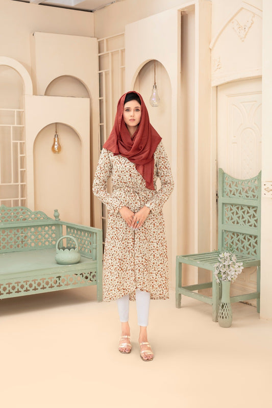 Tunique modeste ceinturée Floral Meadow