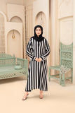 Monochrome vertikal gestreifte Button-Down-Burka