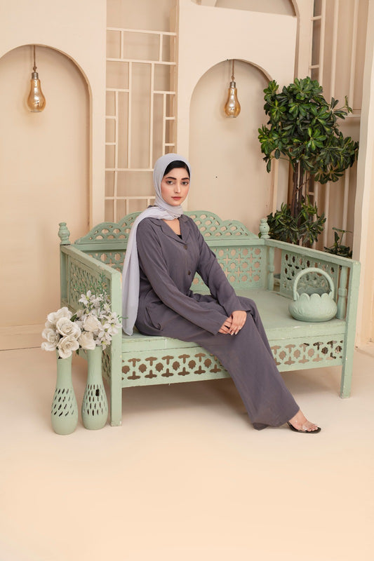 Ensemble modeste burqa texturé gris ardoise