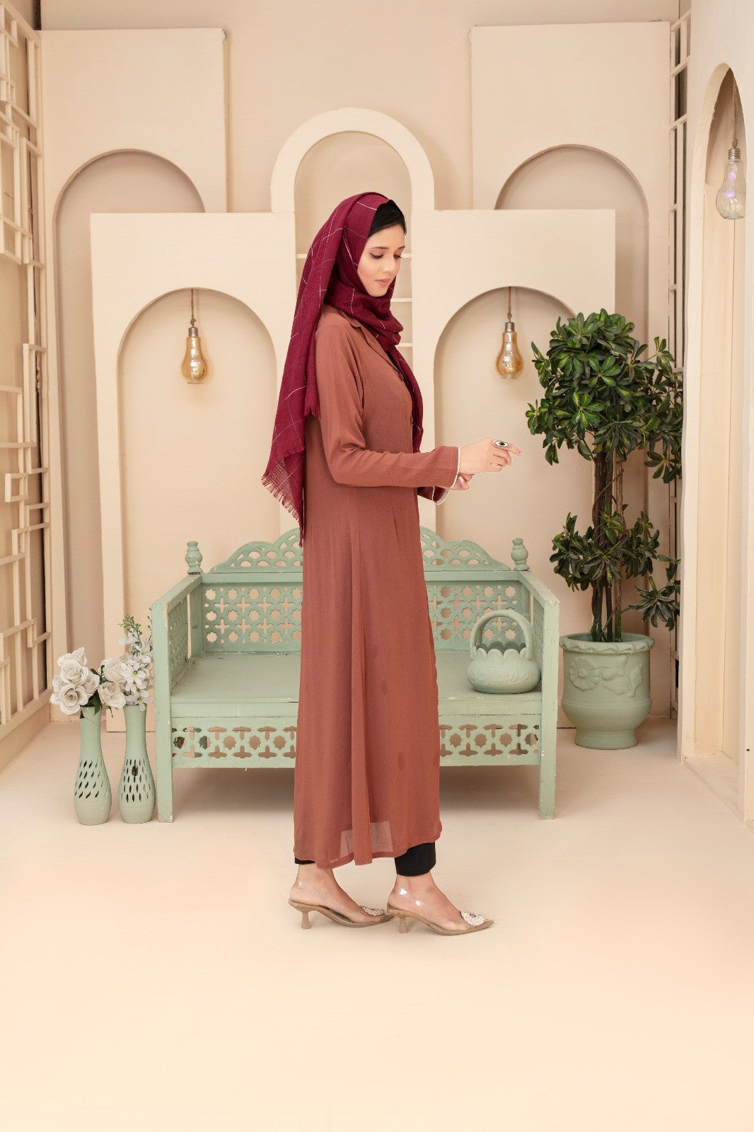Rust Earth-Tone Tailored A-Line burqa