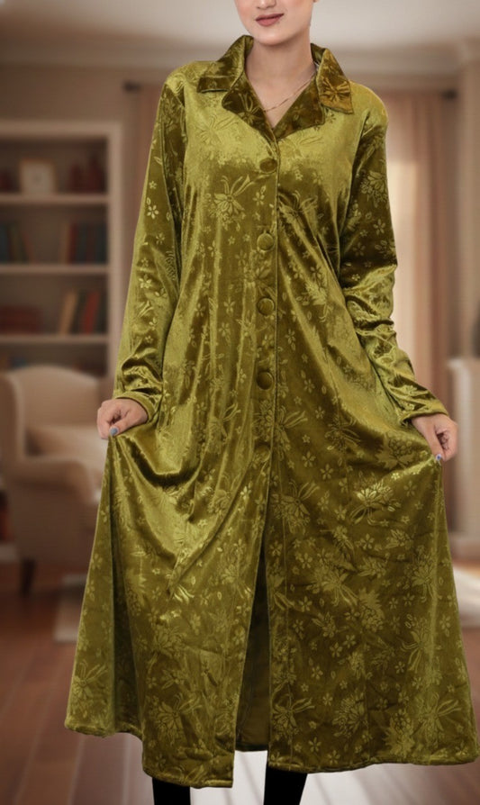 L'Abaya Pulchi Olive Gaufrée