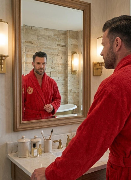 Robe ultra-douce en velours au toucher, avec broderie armoriée dorée