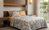 Golden Bloom & Gingham Bedding Set