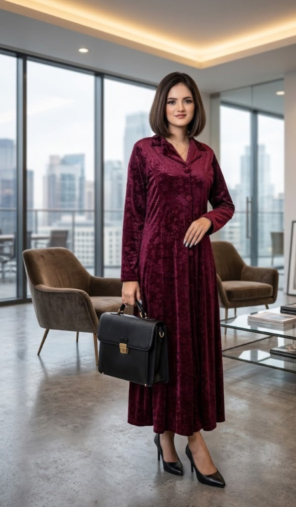 Sophisticated Burgundy Velvet Pulchi