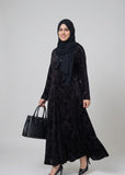 Elegant Midnight Black Floral Embossed Pulchi