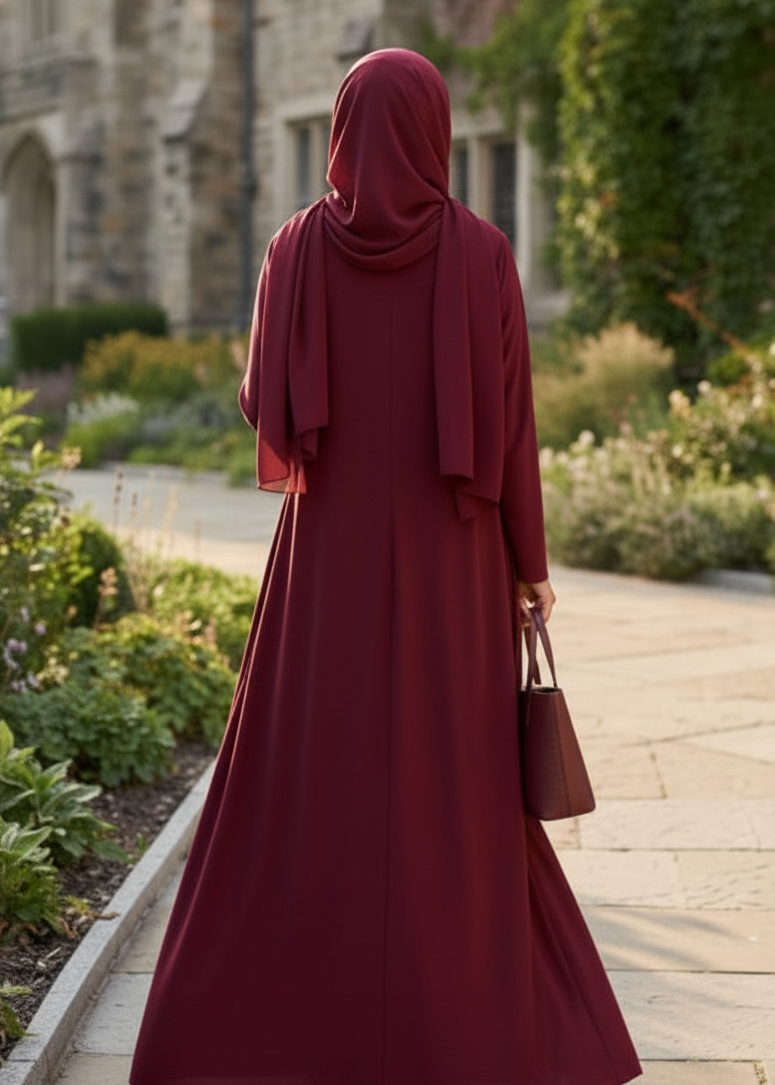Classic Maroon Button-Down Abaya — My Link for ALL