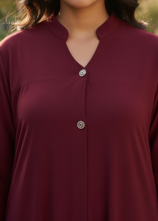 Classic Maroon Button-Down Abaya — My Link for ALL